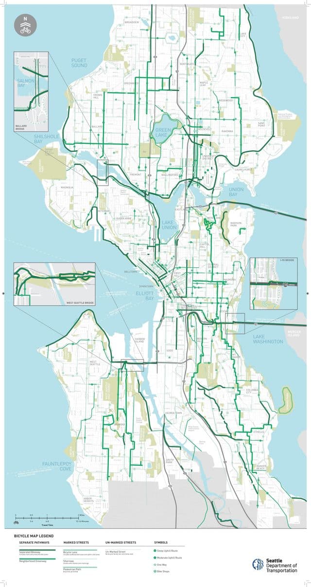 Seattle fietspad kaart